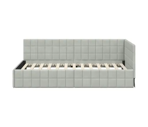 Stūra Gultas Rāmis Gaiši Pelēka 90 X 200 Cm Samts Vidaxl