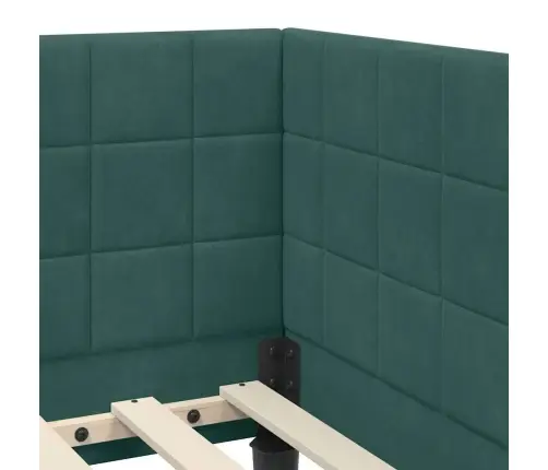Stūra Gultas Rāmis Ar Galvas Klāju Tumši Zaļa 90 X 200 Cm Samts Vidaxl