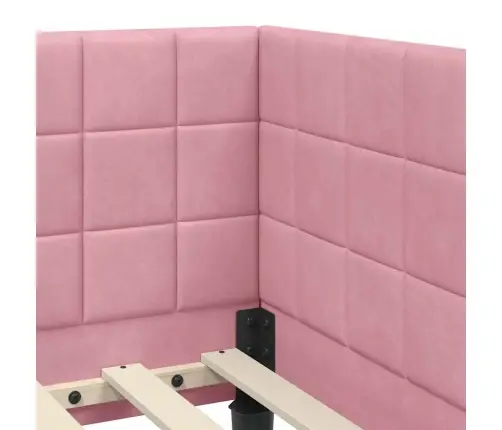 Stūra Gultas Rāmis Ar Galvas Klāju Rozā 90 X 200 Cm Samts Vidaxl