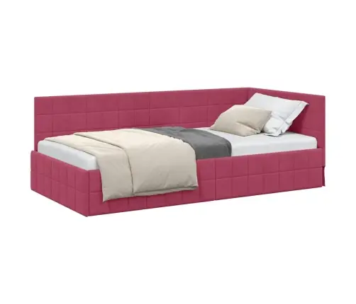 Kampinė Lovos Konstrukcija Vyno Raudonumo 90 X 200 Cm Aksomas