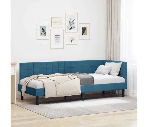 Kampinė Lovos Konstrukcija Mėlyna 80 Cm X 200 Cm Aksomas