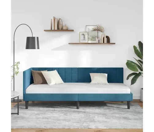 Kampinė Lovos Konstrukcija Mėlyna 80 Cm X 200 Cm Aksomas