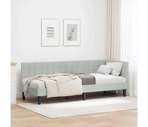 Stūra Gultas Rāmis Gaiši Pelēka 80 X 200 Cm Samts Vidaxl