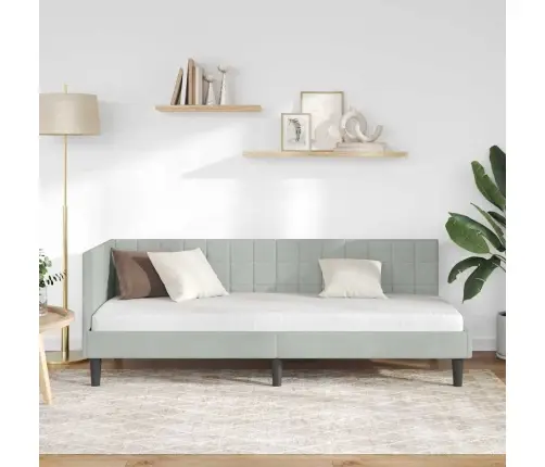 Stūra Gultas Rāmis Gaiši Pelēka 80 X 200 Cm Samts Vidaxl