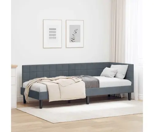 Kampinė Lovos Konstrukcija Tamsiai Pilka 80 Cm X 200 Cm Aksomas