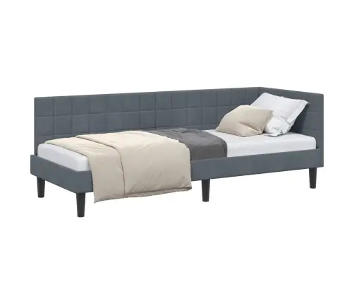 Kampinė Lovos Konstrukcija Tamsiai Pilka 80 Cm X 200 Cm Aksomas