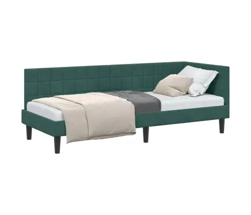 Stūra Gultas Rāmis Ar Galvas Klāju Tumši Zaļa 80 X 200 Cm Samts Vidaxl