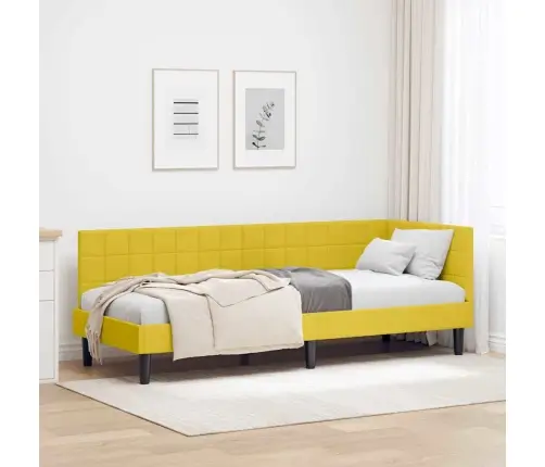 Kampinė Lovos Konstrukcija Geltona 80 Cm X 200 Cm Aksomas