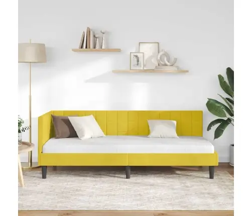 Kampinė Lovos Konstrukcija Geltona 80 Cm X 200 Cm Aksomas