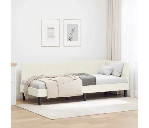 Kampinė Lovos Konstrukcija Kreminė 80 Cm X 200 Cm Aksomas