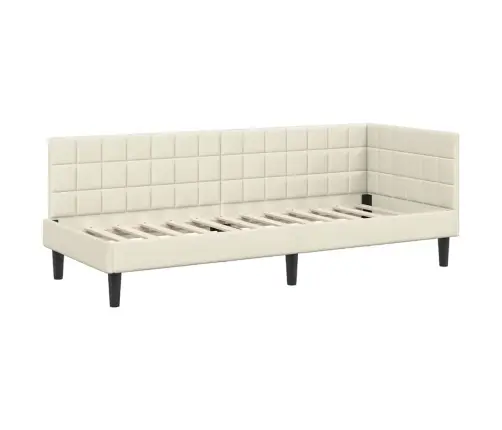 Kampinė Lovos Konstrukcija Kreminė 80 Cm X 200 Cm Aksomas