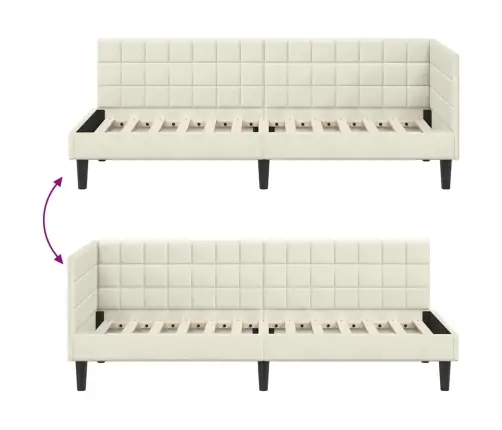 Kampinė Lovos Konstrukcija Kreminė 80 Cm X 200 Cm Aksomas