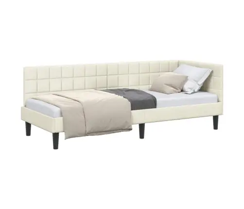 Kampinė Lovos Konstrukcija Kreminė 80 Cm X 200 Cm Aksomas