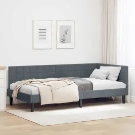 Stūra Gultas Rāmis Tumši Pelēka 90 X 190 Cm Samts Vidaxl
