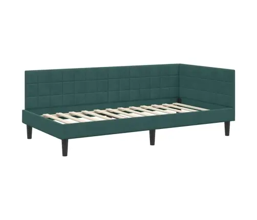 Kampinė Lovos Konstrukcija Tamsiai Žalia 90 Cm X 190 Cm Aksomas