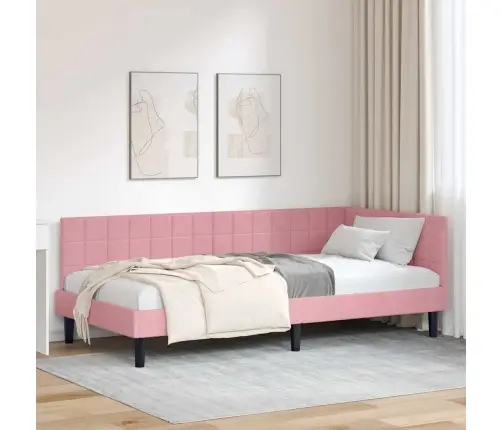 Kampinė Lovos Konstrukcija Rožinė 90 Cm X 190 Cm Aksomas