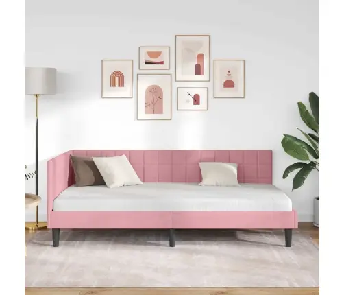 Kampinė Lovos Konstrukcija Rožinė 90 Cm X 190 Cm Aksomas
