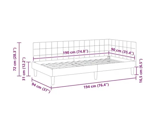 Kampinė Lovos Konstrukcija Rožinė 90 Cm X 190 Cm Aksomas