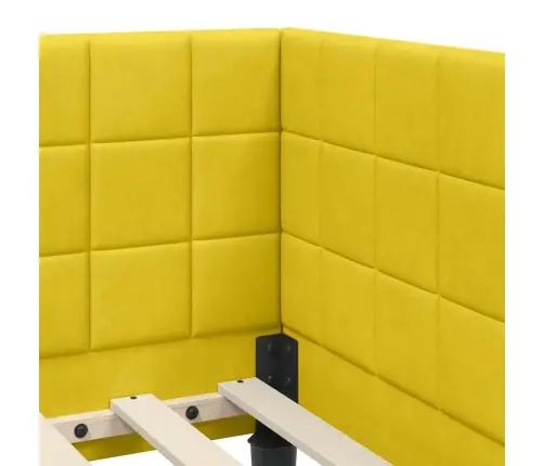 Stūra Gultas Rāmis Ar Galvas Klāju Dzeltena 90 X 190 Cm Samts Vidaxl