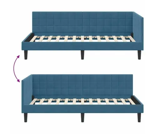 Kampinė Lovos Konstrukcija Mėlyna 90 Cm X 200 Cm Aksomas