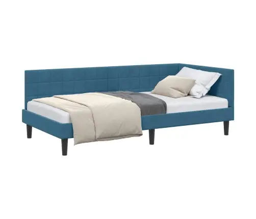 Kampinė Lovos Konstrukcija Mėlyna 90 Cm X 200 Cm Aksomas