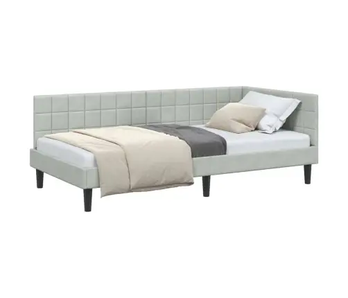 Stūra Gultas Rāmis Gaiši Pelēka 90 X 200 Cm Samts Vidaxl