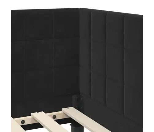 Stūra Gultas Rāmis Ar Galvas Klāju Melna 90 X 200 Cm Samts Vidaxl