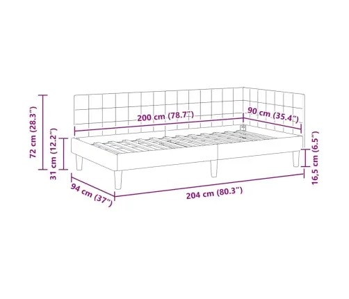 Kampinė Lovos Konstrukcija Geltona 90 Cm X 200 Cm Aksomas