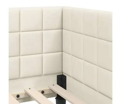 Stūra Gultas Rāmis Ar Galvas Klāju Krēmkrāsa 90 X 200 Cm Samts Vidaxl