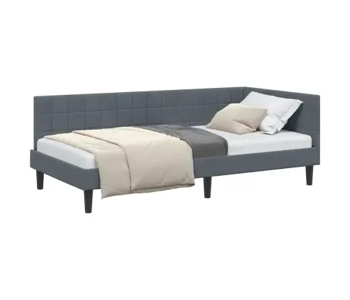 Stūra Gultas Rāmis Tumši Pelēka 100 X 200 Cm Samts Vidaxl