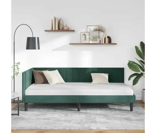 Stūra Gultas Rāmis Tumši Zaļa 100 X 200 Cm Samts Vidaxl