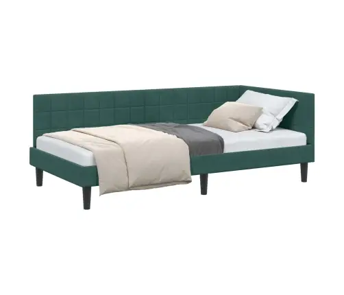 Stūra Gultas Rāmis Tumši Zaļa 100 X 200 Cm Samts Vidaxl