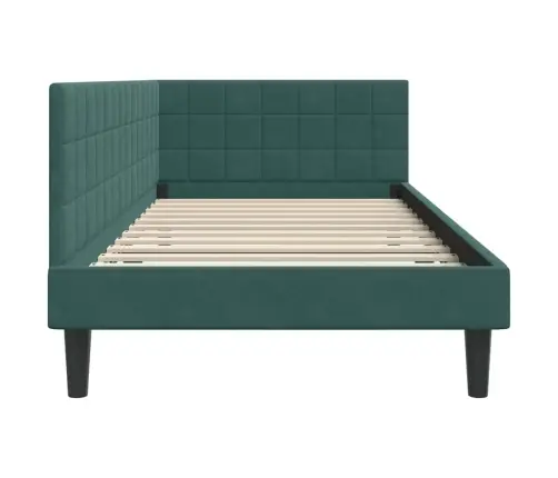 Stūra Gultas Rāmis Tumši Zaļa 100 X 200 Cm Samts Vidaxl