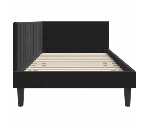 Stūra Gultas Rāmis Ar Galvas Klāju Melna 100 X 200 Cm Samts Vidaxl