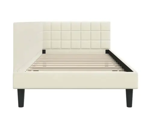 Stūra Gultas Rāmis Ar Galvas Klāju Krēmkrāsa 100 X 200 Cm Samts Vidaxl