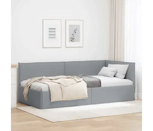 Kampinė Lovos Konstrukcija Šviesiai Pilka 80 X 200 Cm Aksomas