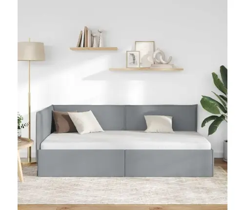 Kampinė Lovos Konstrukcija Šviesiai Pilka 80 X 200 Cm Aksomas