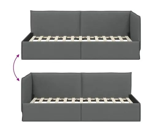 Stūra Gultas Rāmis Tumši Pelēka 80 X 200 Cm Audums Vidaxl