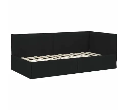 Stūra Gultas Rāmis Ar Galvas Klāju Melna 80 X 200 Cm Audums Vidaxl