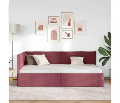 Stūra Gultas Rāmis Vīnsarkans 80 X 200 Cm Audums Vidaxl