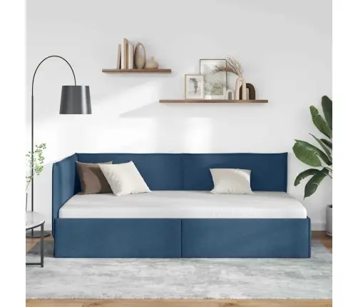 Kampinė Lovos Konstrukcija Mėlyna 100 Cm X 200 Cm Aksomas