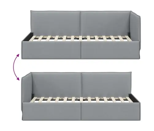 Kampinė Lovos Konstrukcija Šviesiai Pilka 90 X 190 Cm Aksomas