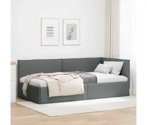 Stūra Gultas Rāmis Tumši Pelēka 90 X 190 Cm Audums Vidaxl