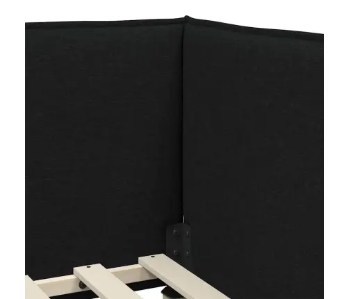 Stūra Gultas Rāmis Ar Galvas Klāju Melna 90 X 190 Cm Audums Vidaxl