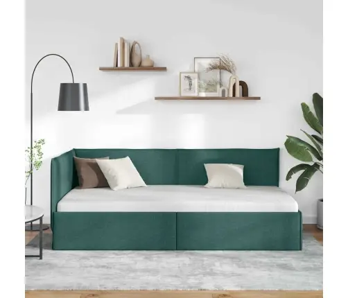 Stūra Gultas Rāmis Tumši Zaļa 90 X 190 Cm Audums Vidaxl