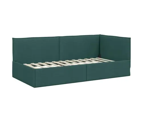 Stūra Gultas Rāmis Tumši Zaļa 90 X 190 Cm Audums Vidaxl