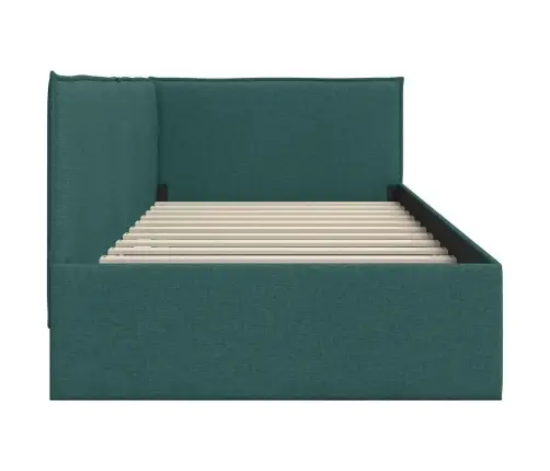 Stūra Gultas Rāmis Tumši Zaļa 90 X 190 Cm Audums Vidaxl