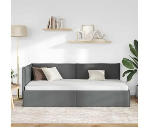 Kampinė Lovos Konstrukcija Tamsiai Pilka 90 X 200 Cm Aksomas
