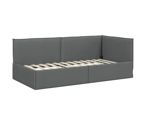Kampinė Lovos Konstrukcija Tamsiai Pilka 90 X 200 Cm Aksomas