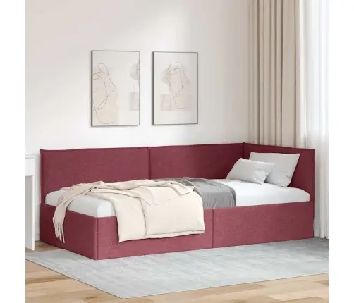 Kampinė Lovos Konstrukcija Vyno Raudona 90 X 200 Cm Aksomas